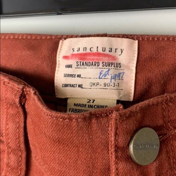 Sanctuary Fast Track Zip Chino in Rust Size 27 - Picture 7 of 11